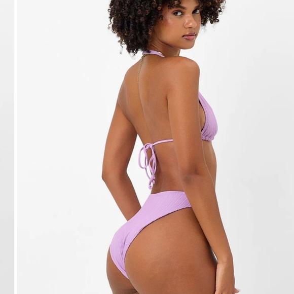 New!Frankie's Bikinis Harlow Plisse Halter Bikini Top‎ - Picture 4 of 11